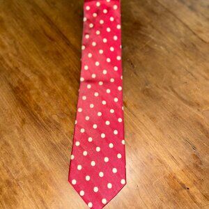 Aquascutum of London Silk Tie, Red with White Polka Dots, made in London, VT